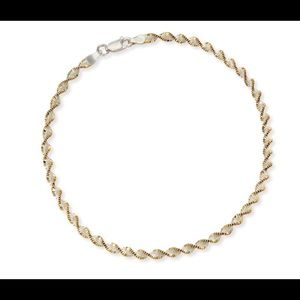 Two -Tone Sterling Silver Spiral Anklet 10”